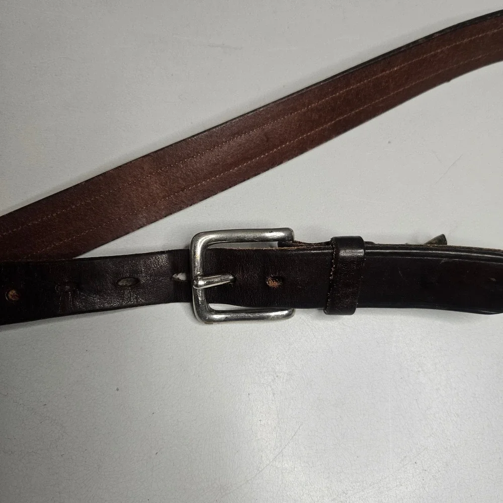 Trafalgar Mens Brown Leather Belt Buffalo Nickel Southwestern‎ Woven Inlay 42